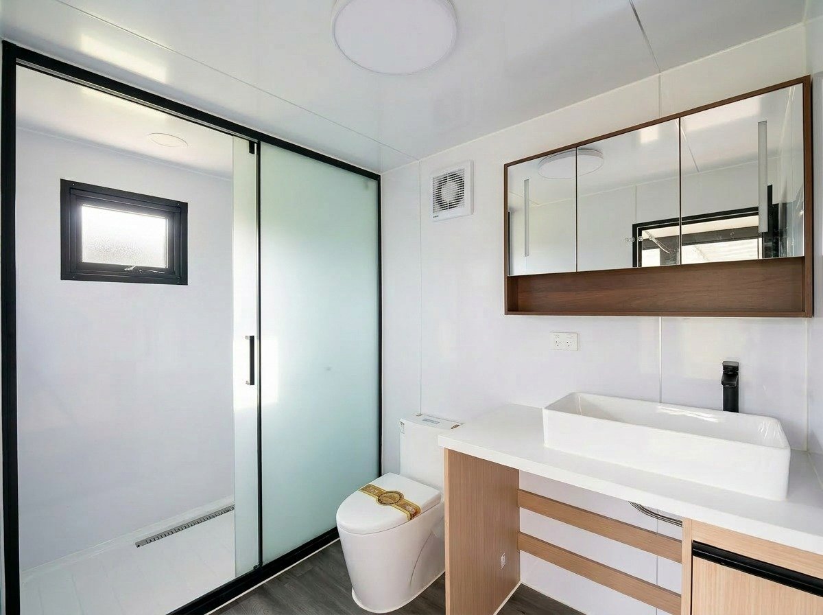 Skye bathroom — shower, toilet and vanity