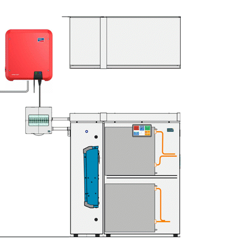 Component layout — inverter, controllers and battery cabinet