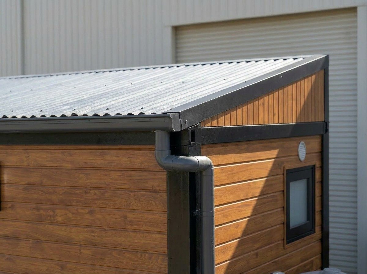 Hazel sloped roof with gutters