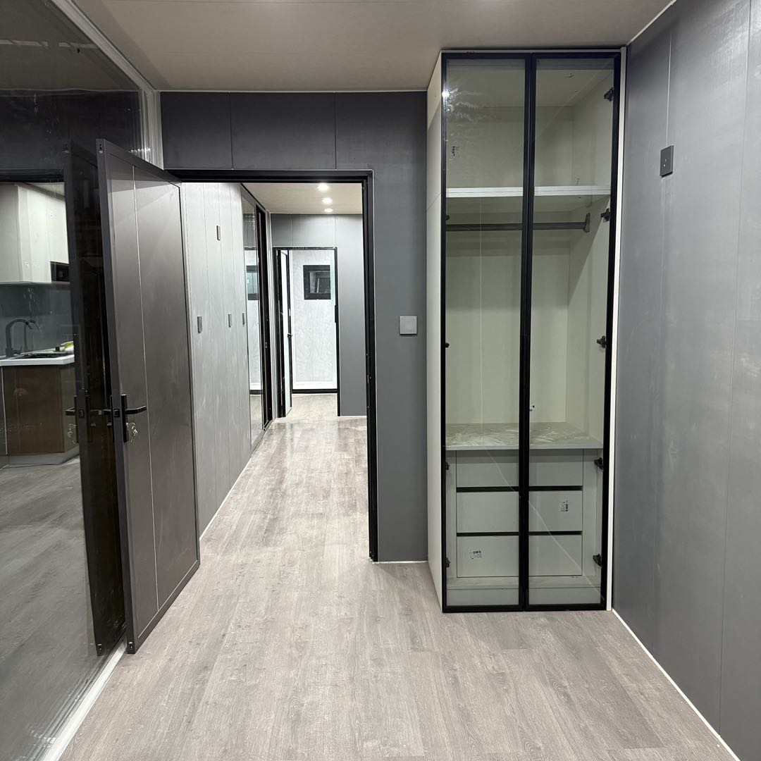 Stella bedroom — view from inside, integrated wardrobe and display cabinetry